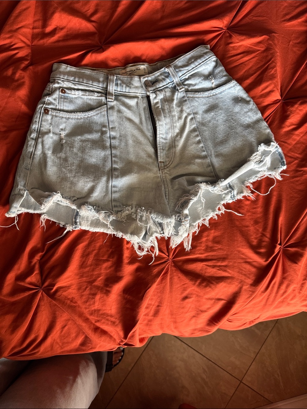 Abercrombie & Fitch Light Blue Distressed Denim Cutoff Shorts